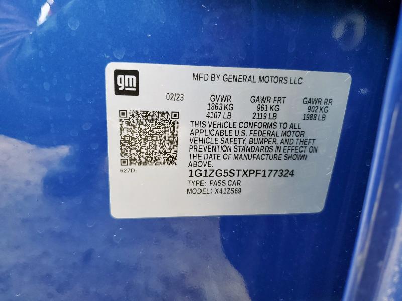 1G1ZG5STXPF177324 - 2023 CHEVROLET MALIBU RS BLUE photo 12