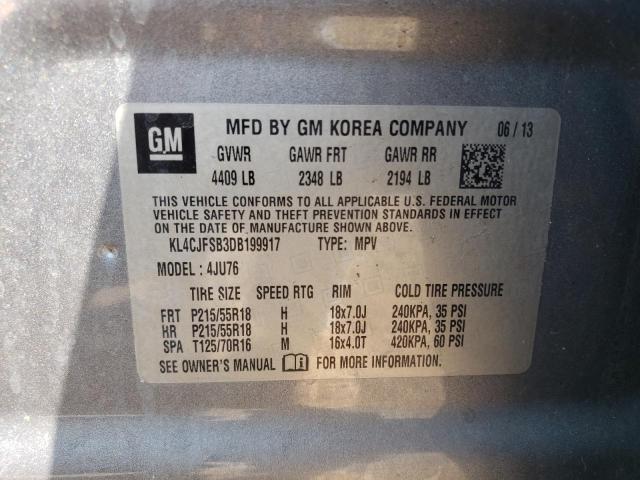 KL4CJFSB3DB199917 - 2013 BUICK ENCORE CONVENIENCE ნაცრისფერი ფოტო 14