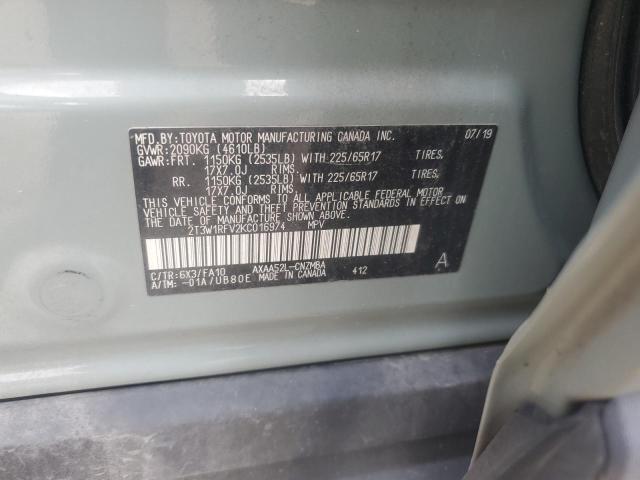 2T3W1RFV2KC016974 - 2019 TOYOTA RAV4 XLE أخضر صورة 13