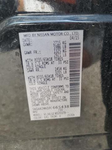 5N1AR2MN1FC665438 - 2015 NISSAN PATHFINDER S BLACK photo 14