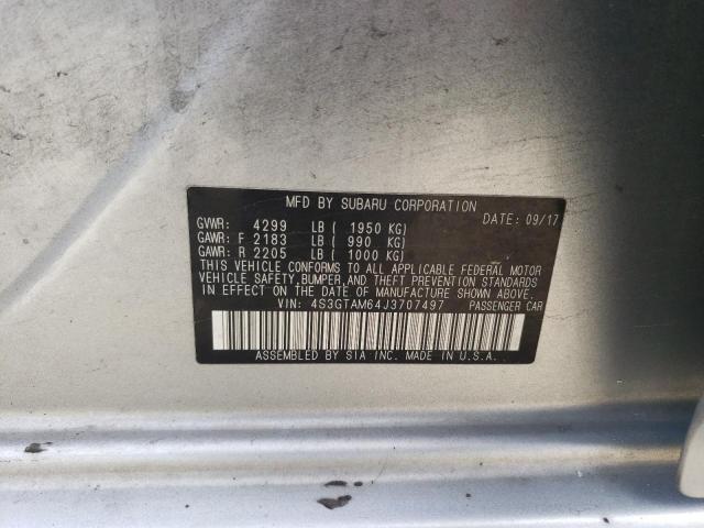 4S3GTAM64J3707497 - 2018 SUBARU IMPREZA SPORT Сріблястий фото 12