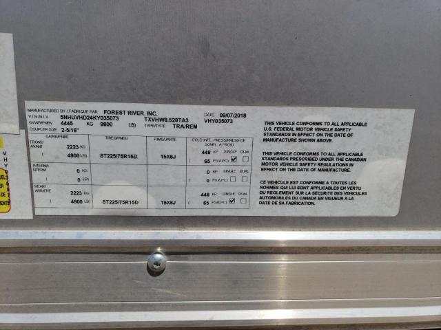 5NHUVHD24KY035073 - 2019 WILDWOOD TRAILER Մոխրագույն լուսանկար 10