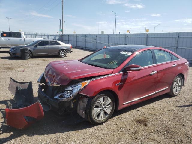 KMHEC4A42FA135582 - 2015 HYUNDAI SONATA HYBRID RED photo 2