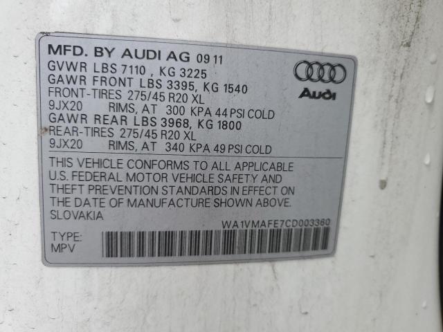 WA1VMAFE7CD003360 - 2012 AUDI Q7 PRESTIGE WHITE photo 13