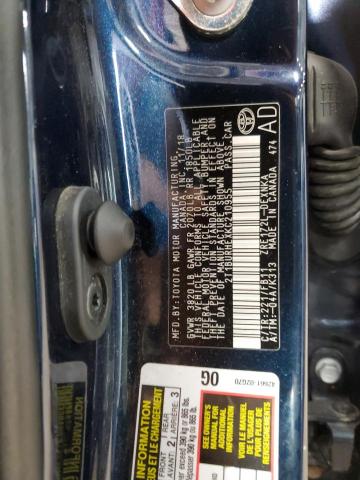 2T1BURHEXKC210955 - 2019 TOYOTA COROLLA L BLUE photo 12