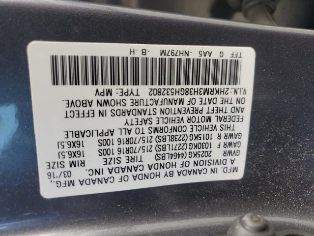 2HKRM3H38GH532802 - 2016 HONDA CR-V LX GRAY photo 13