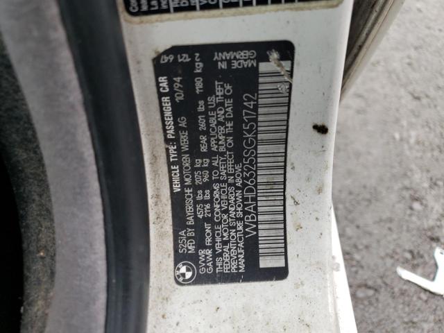 WBAHD6325SGK51742 - 1995 BMW 525 I AUTOMATIC WHITE photo 12