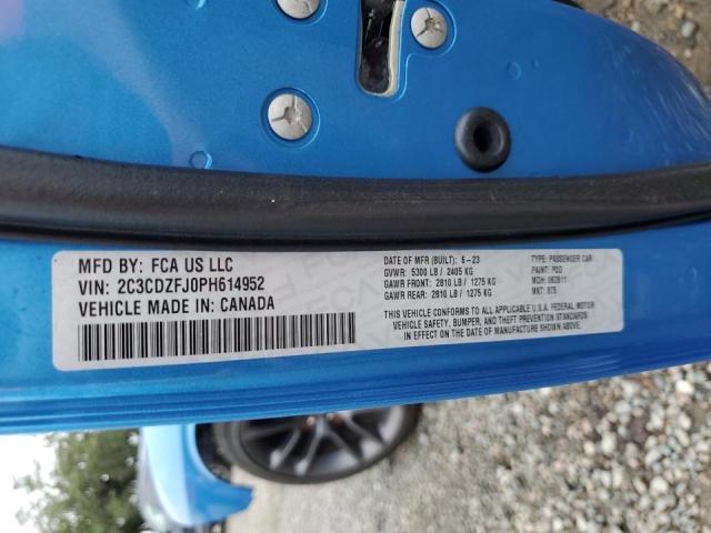 2C3CDZFJ0PH614952 - 2023 DODGE CHALLENGER R/T SCAT PACK BLUE photo 12