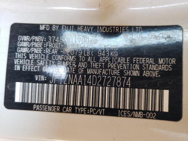 JF1ZNAA14D2727874 - 2013 TOYOTA SCION FR-S 白色 照片 12