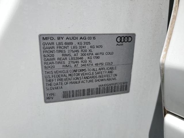 WA1DGAFE0FD021819 - 2015 AUDI Q7 PRESTIGE 白色 照片 12