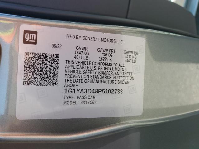 1G1YA3D48P5102733 - 2023 CHEVROLET CORVETTE STINGRAY 1LT GRAY photo 12