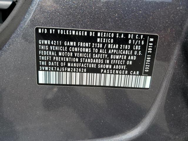3VW2K7AJ5FM282626 - 2015 VOLKSWAGEN JETTA BASE 灰色 照片 12