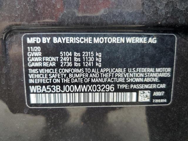 WBA53BJ00MWX03296 - 2021 BMW 540 I GRAY photo 12