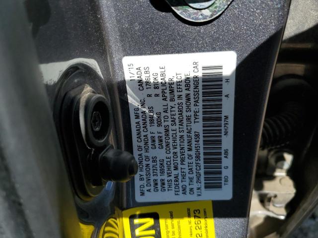 2HGFC2F58GH514587 - 2016 HONDA CIVIC LX GRAY photo 12