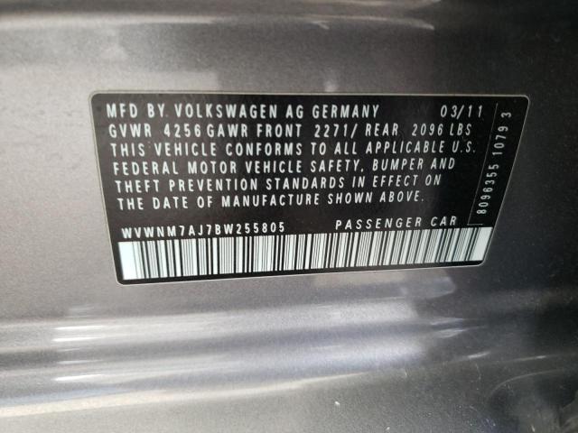 WVWNM7AJ7BW255805 - 2011 VOLKSWAGEN GOLF Մոխրագույն լուսանկար 12