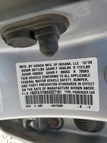 19XFA1F58AE027181 - 2010 HONDA CIVIC LX SILVER photo 13