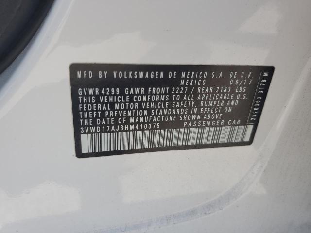3VWD17AJ3HM410375 - 2017 VOLKSWAGEN JETTA SPORT Weiß Foto 12