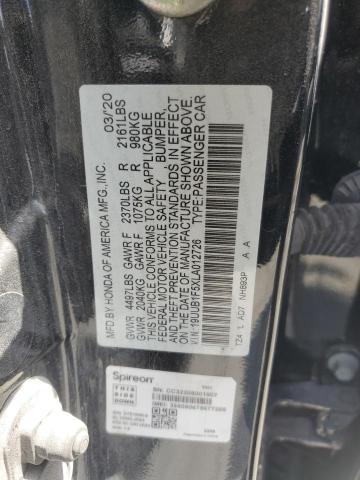 19UUB1F5XLA012726 - 2020 ACURA TLX TECHNOLOGY BLACK photo 12