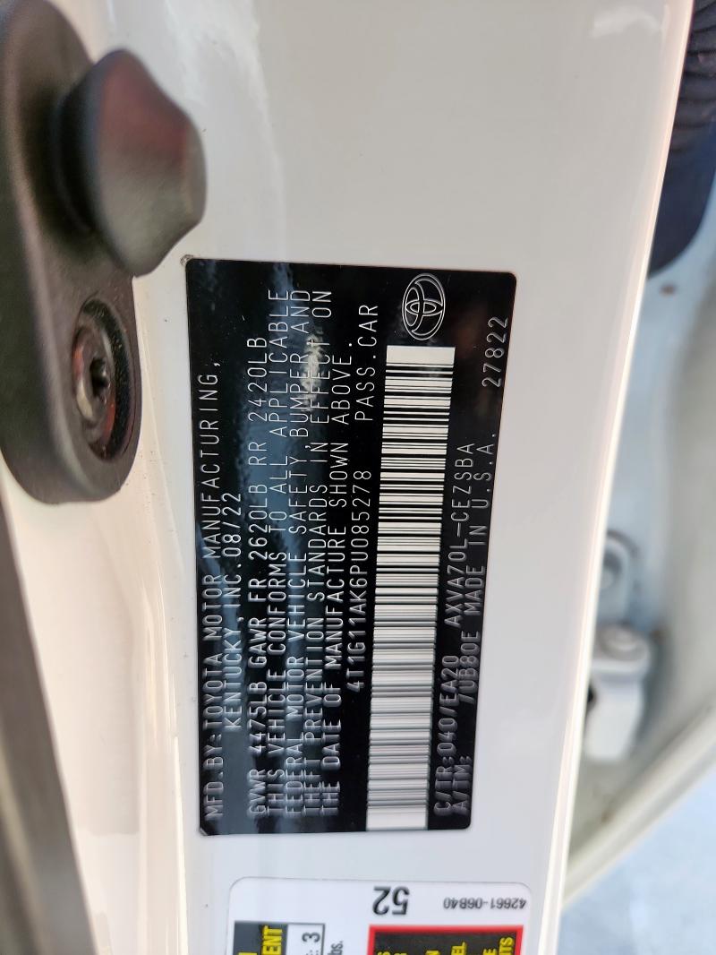 4T1G11AK6PU085278 - 2023 TOYOTA CAMRY SE NIGHT SHADE WHITE photo 13