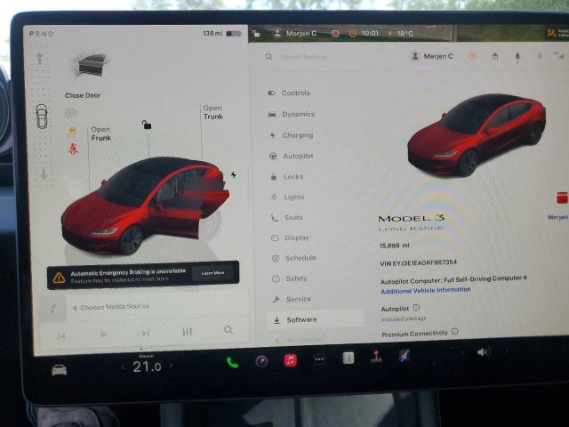 5YJ3E1EA0RF867354 - 2024 TESLA MODEL 3 Червоний фото 9