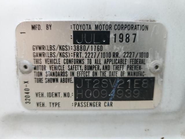 JT2SV21E8H0094939 - 1987 TOYOTA CAMRY DLX 白色 照片 12