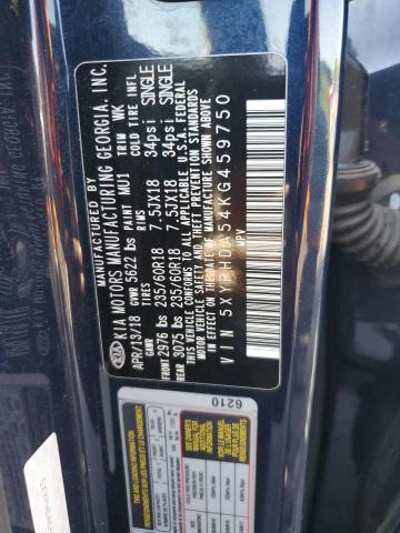 5XYPHDA54KG459750 - 2019 KIA SORENTO EX Көк фото 13