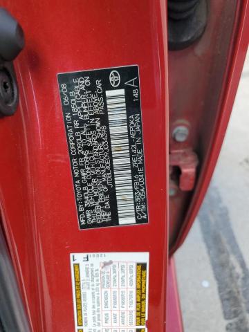 JTDBL40E09J034398 - 2009 TOYOTA COROLLA LE BASE RED photo 12