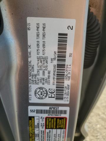 5TFUY5F10MX022682 - 2021 TOYOTA TUNDRA DOUBLE CAB SR/SR5 SILVER photo 12