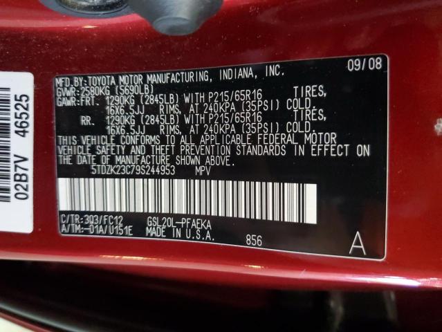 5TDZK23C79S244953 - 2009 TOYOTA SIENNA CE RED photo 13