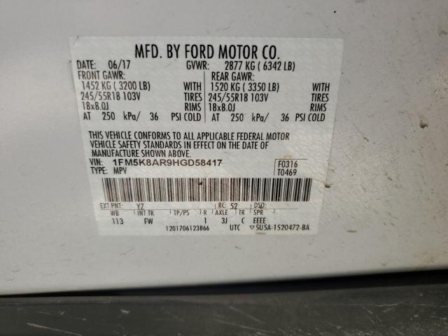 1FM5K8AR9HGD58417 - 2017 FORD EXPLORER POLICE INTERCEPTOR 白色 照片 12