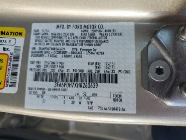 3FA6P0H7XHR260639 - 2017 FORD FUSION SE GOLD photo 13