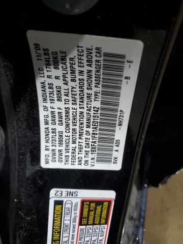 19XFA1F81AE015142 - 2010 HONDA CIVIC EX BLACK photo 13