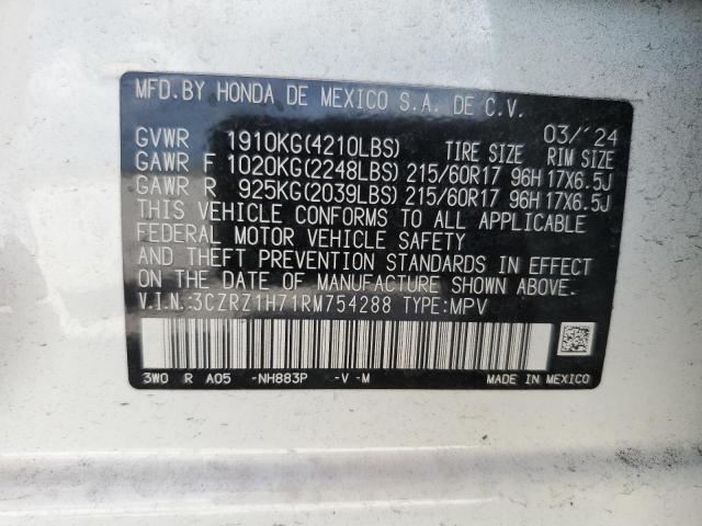 3CZRZ1H71RM754288 - 2024 HONDA HR-V EXL 白色 照片 13