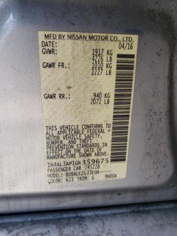 1N4AL3AP1GN359675 - 2016 NISSAN ALTIMA 2.5 SILVER photo 12