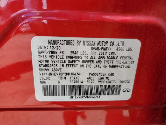 JN1EV7BP5MM704741 - 2021 INFINITI Q50 LUXE RED photo 13