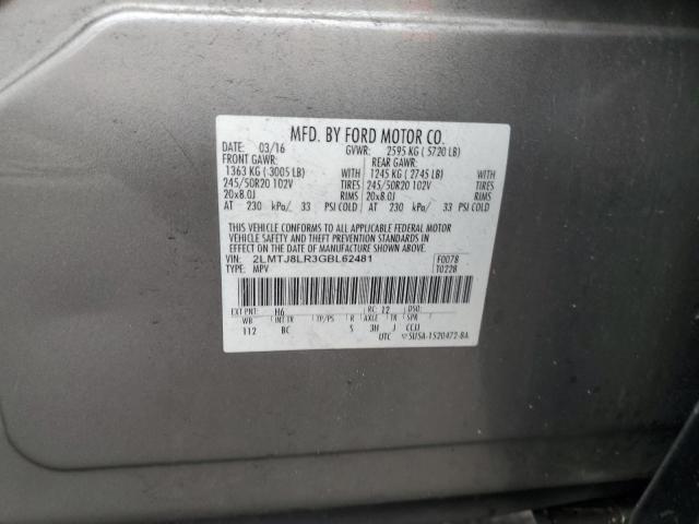 2LMTJ8LR3GBL62481 - 2016 LINCOLN MKX RESERVE SILVER photo 13