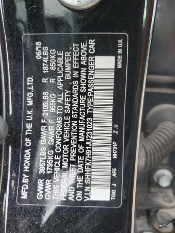 SHHFK7H91JU231023 - 2018 HONDA CIVIC SPORT TOURING BLACK photo 12