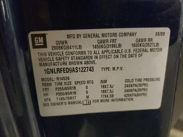 1GNLRFED9AS122743 - 2010 CHEVROLET TRAVERSE LT 蓝色 照片 13