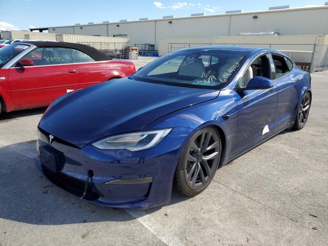 5YJSA1E53MF433867 - 2021 TESLA MODEL S Կապույտ լուսանկար 2