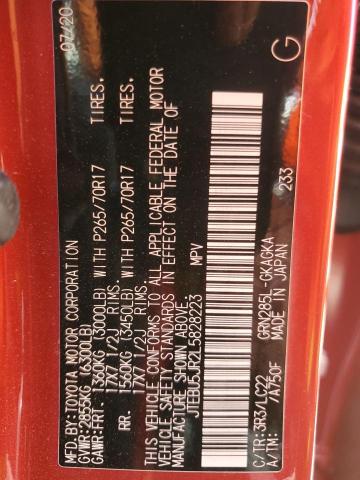 JTEBU5JR2L5828223 - 2020 TOYOTA 4RUNNER SR5/SR5 PREMIUM 红色 照片 12