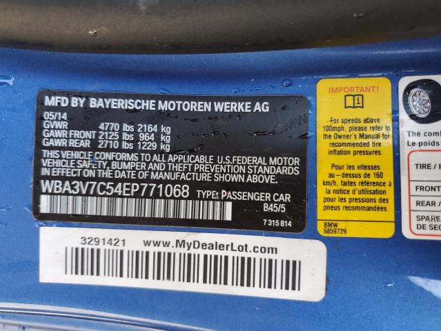 WBA3V7C54EP771068 - 2014 BMW 428 I SULEV BLUE photo 13