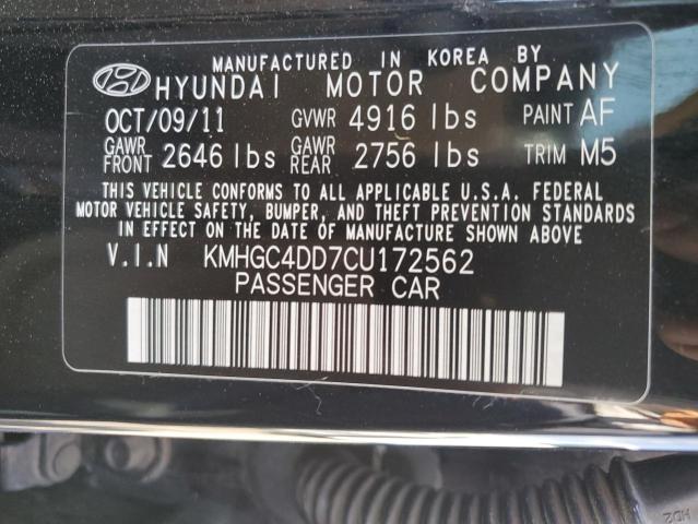 KMHGC4DD7CU172562 - 2012 HYUNDAI GENESIS 3.8L BLACK photo 12