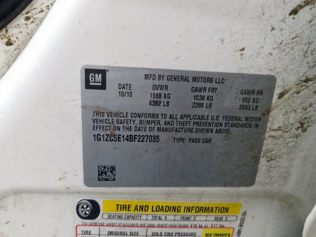 1G1ZC5E14BF227035 - 2011 CHEVROLET MALIBU 1LT  照片 10
