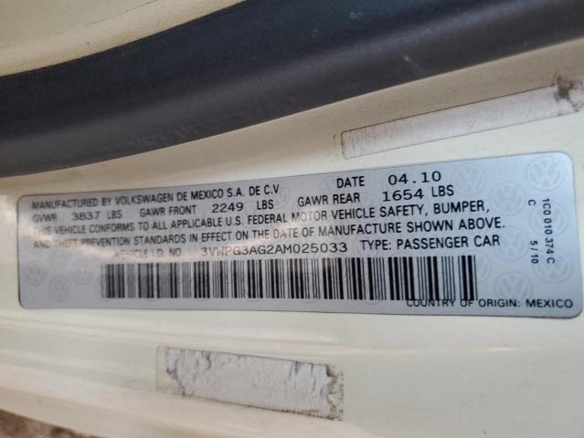 3VWPG3AG2AM025033 - 2010 VOLKSWAGEN NEW BEETLE Creme Foto 12