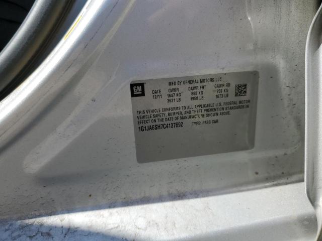 1G1JA6SH7C4137692 - 2012 CHEVROLET SONIC LS 银色 照片 12