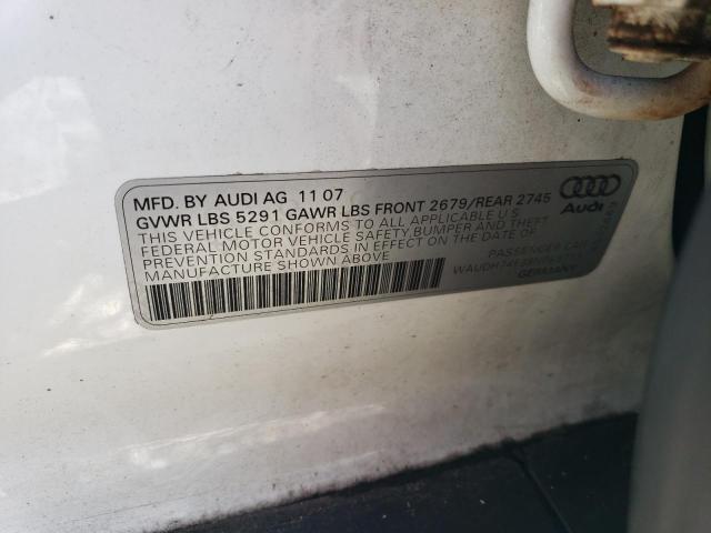 WAUDH74F38N083713 - 2008 AUDI A6 3.2 QUATTRO WHITE photo 12