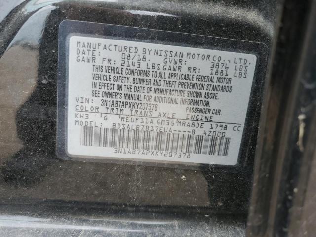 3N1AB7APXKY207378 - 2019 NISSAN SENTRA S BLACK photo 12