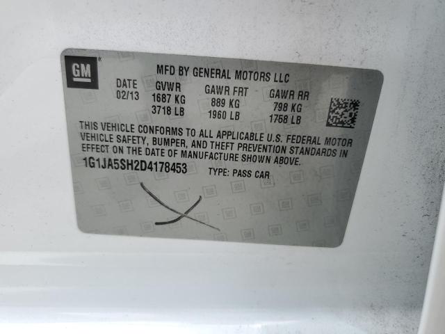 1G1JA5SH2D4178453 - 2013 CHEVROLET SONIC LS WHITE photo 12