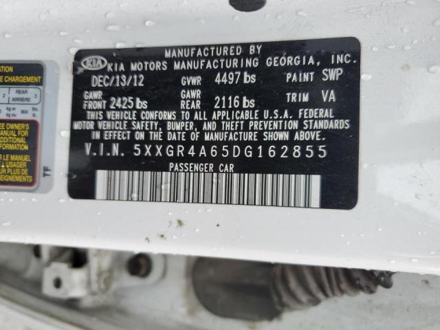 5XXGR4A65DG162855 - 2013 KIA OPTIMA SX WHITE photo 10