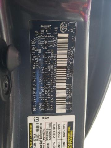 2T1BU40E59C147496 - 2009 TOYOTA COROLLA BASE GRAY photo 12